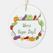 ワールドベジタリアンデイミニマリストかわいい セラミックオーナメント (左)