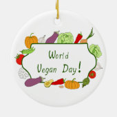 ワールドベジタリアンデイミニマリストかわいい セラミックオーナメント (裏面)