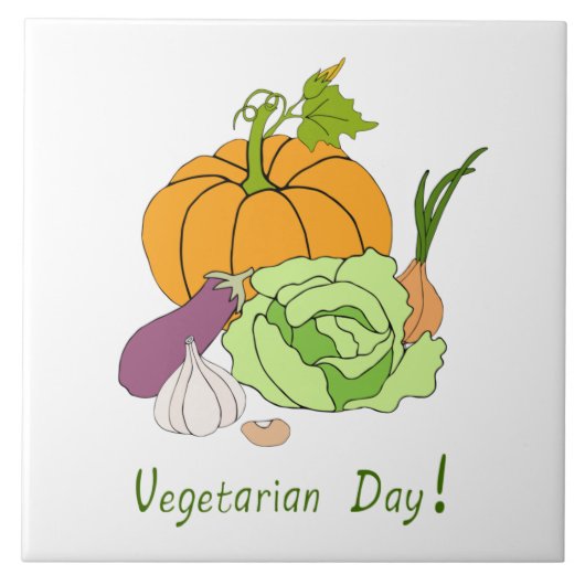 ワールドベジタリアンデイミニマリストかわいい タイル (正面)