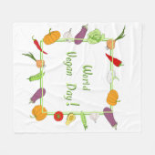 ワールドベジタリアンデイミニマリストかわいい フリースブランケット (正面(横))