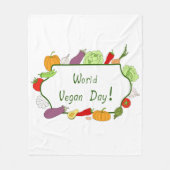 ワールドベジタリアンデイミニマリストかわいい フリースブランケット (正面)