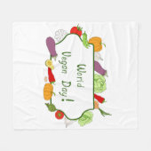 ワールドベジタリアンデイミニマリストかわいい フリースブランケット (正面(横))