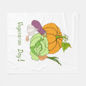 ワールドベジタリアンデイミニマリストかわいい フリースブランケット (正面(横))