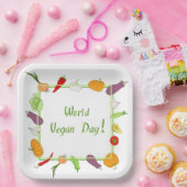 ワールドベジタリアンデイミニマリストかわいい ペーパープレート (パーティー)