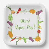 ワールドベジタリアンデイミニマリストかわいい ペーパープレート (正面)