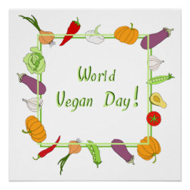 ワールドベジタリアンデイミニマリストかわいい ポスター