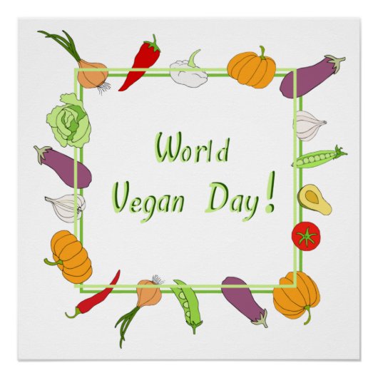 ワールドベジタリアンデイミニマリストかわいい ポスター (正面)