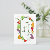 ワールドベジタリアンデイミニマリストかわいい ポストカード (スタンド正面)