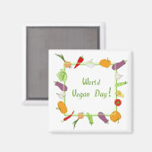 ワールドベジタリアンデイミニマリストかわいい マグネット (正面/裏面)