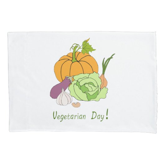 ワールドベジタリアンデイミニマリストかわいい 枕カバー (正面)