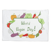 ワールドベジタリアンデイミニマリストかわいい 枕カバー (裏面)