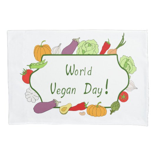 ワールドベジタリアンデイミニマリストかわいい 枕カバー (正面)