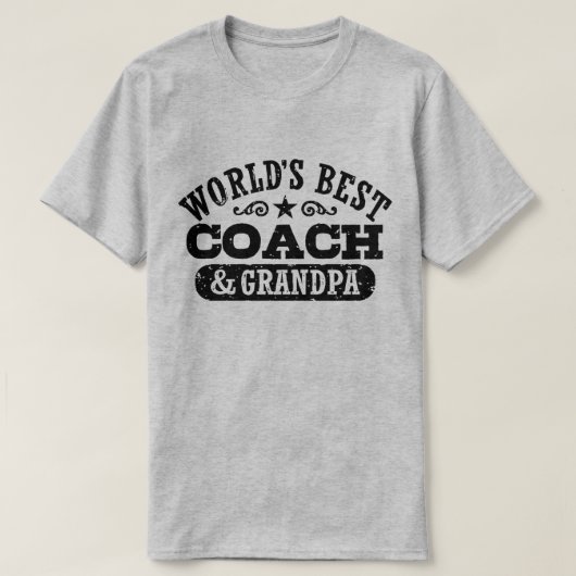 ワールドベストコーチとおじいちゃん Tシャツ (デザイン正面)