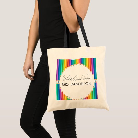 ワールドベスト先生レインボークレヨン学校 トートバッグ (正面(商品))