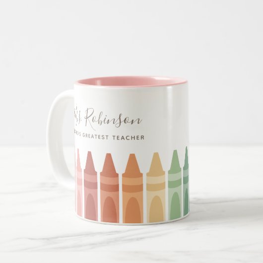 ワールドベスト先生レインボークレヨン ツートーンマグカップ (正面左)