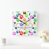 ワールドベ最高のットペッカラフルトポーズ スクエア壁時計 (ホーム)