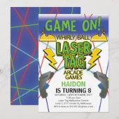 ワールドボール レーザータグ アーケードゲーム バースデー 招待状 (正面/裏面)