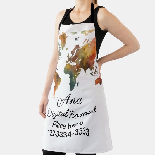 ワールドマップあなたの名前を追加文字場所市内電話 エプロン (インサイチュ)