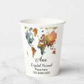 ワールドマップあなたの名前を追加文字場所市内電話 紙コップ (裏面)