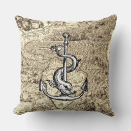 ワールドマップいかりとイルカ クッション