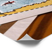 ワールドマップのハートピンとランドマーク ポスター (角)