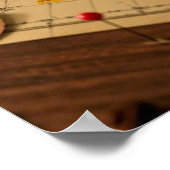 ワールドマップのハートピンとランドマーク ポスター (角)