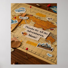 ワールドマップのハートピンとランドマーク ポスター