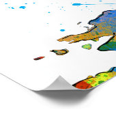 ワールドマップの水のカラーのマップ ポスター (角)