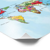 ワールドマップの水のカラーアートワーク フォトプリント            (角)