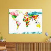 ワールドマップの水の色 キャンバスプリント (インサイチュ (リビング))