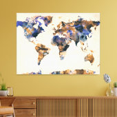 ワールドマップの水の色 キャンバスプリント (インサイチュ (リビング))