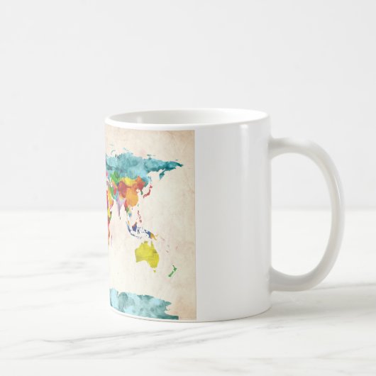 ワールドマップの水の色 コーヒーマグカップ (右)