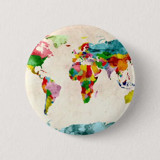 ワールドマップの水の色 缶バッジ (正面)