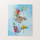 ワールドマップの水カラーのアートワークのジグソーパズル ジグソーパズル (縦)