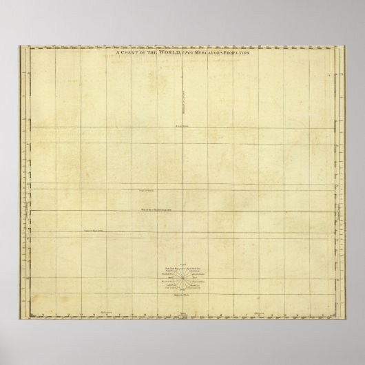 ワールドマップアウトライン ポスター (正面)