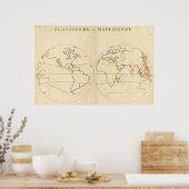 ワールドマップアウトライン ポスター (キッチン)