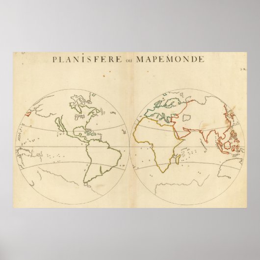 ワールドマップアウトライン ポスター (正面)