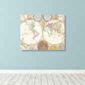 ワールドマップアトラスイメージ キャンバスプリント (インサイチュ (ウッドフロア))