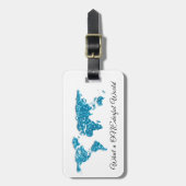 ワールドマップアドレスWhat a ONEderful Blue White ラゲッジタグ (正面縦)