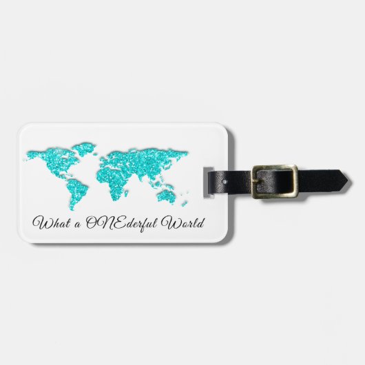 ワールドマップアドレスWhat a ONEderful White Blue ラゲッジタグ (正面横)