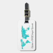 ワールドマップアドレスWhat a ONEderful White Blue ラゲッジタグ (正面縦)