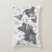 ワールドマップアート白黒 航海の アクセントクッション (正面(垂直))
