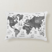 ワールドマップアート白黒 航海の アクセントクッション (裏面)