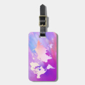 ワールドマップウォーターカラーピンクエレガントクリーンヴィンテージ ラゲッジタグ (正面縦)
