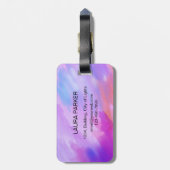 ワールドマップウォーターカラーピンクエレガントクリーンヴィンテージ ラゲッジタグ (裏面縦)