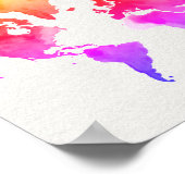 ワールドマップウォーターカラーレインボー ポスター (角)