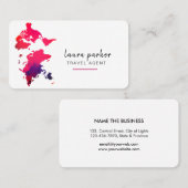 ワールドマップウォーターカラー旅行代理店クリーンエレガント 名刺 (正面/裏面)