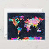 ワールドマップウォーターカラー21 ポストカード (正面/裏面)