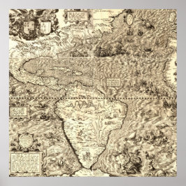 ワールドマップオブアメリカ(World Map of America by Diego Gutier ポスター