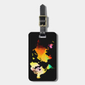 ワールドマップオレンジブラックプロフェッショナルシックモダン ラゲッジタグ (正面縦)